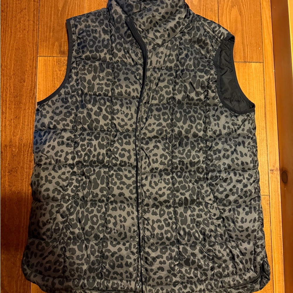 GAP Brown Leopard Puffer Vest